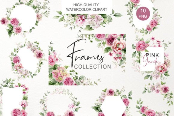 Download Watercolor Pink Floral Frame Clipart PNG - Frame Collection