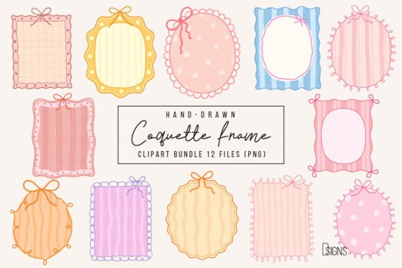 Download Hand-Drawn Coquette Frame Clipart Bundle - Frame Collection