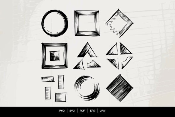 Download Hand Drawn Geometric Shape Frame Set - Frame Collection