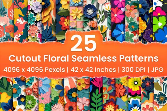 Download Cutout Floral Seamless Patterns - Sea Collection
