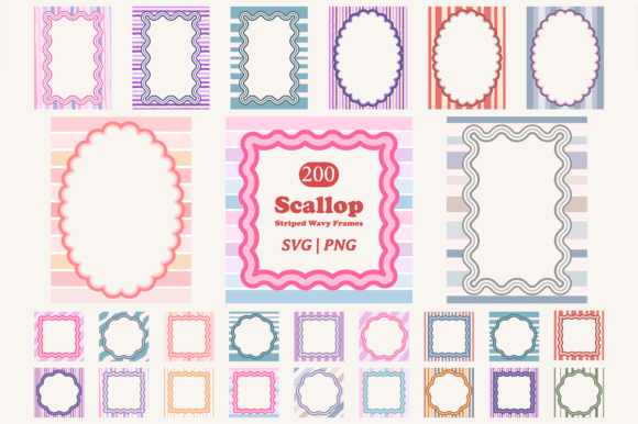 Download Scallop Wavy Frame Clipart Bundle - Frame Collection