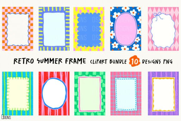 Download Retro Summer Frame Clipart Bundle - Frame Collection