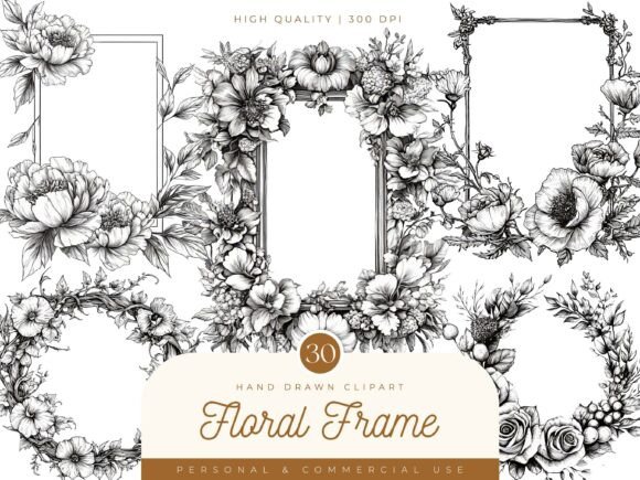 Download Hand Drawn Floral Frame Clipart - Frame Collection