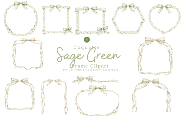 Download Sage Green Coquette Frame Clipart PNG - Frame Collection