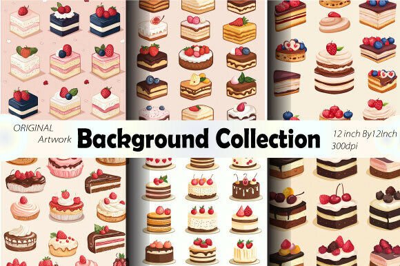 Download Cute Sweet Cake Seamless Background Art - Sea Collection