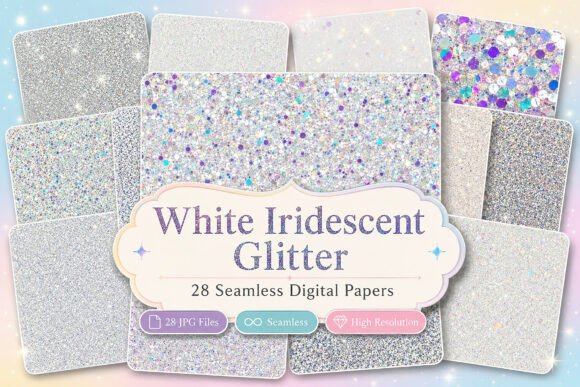 Download White Iridescent Glitter Seamless - Sea Collection