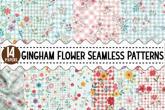 Download Gingham Flower Seamless Patterns - Sea Collection