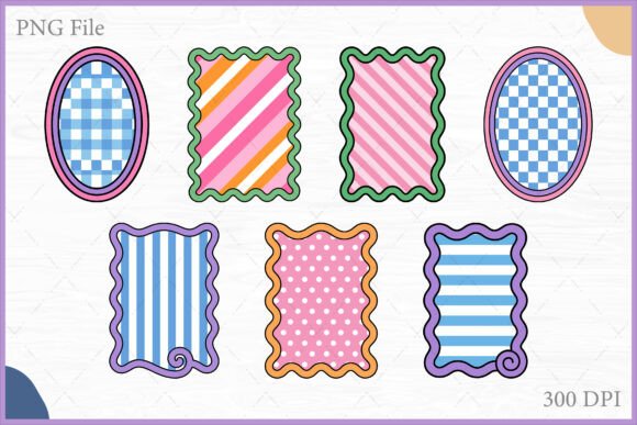 Download Retro Wavy Pattern Frame Clipart PNG Set - Frame Collection
