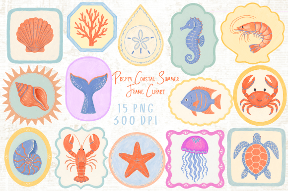 Download Preppy Coastal Summer Frame Clipart PNG - Frame Collection