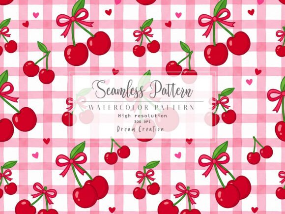 Download Pink Cherry Gingham Seamless Pattern - Sea Collection