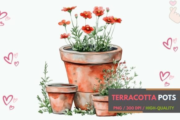 Download Rustic Potted Plants Watercolor Art - Plant Collection