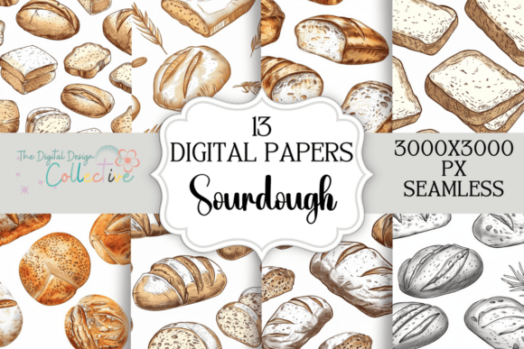 Download Seamless Watercolor Sourdough Bread - Sea Collection