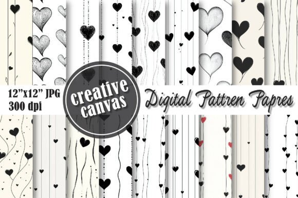 Download Black and White Heart Seamless Pattern - Sea Collection