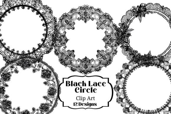 Download 12 Black Lace Circle Frame Clip Art - Frame Collection