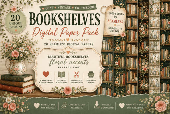 Download Forest Fairy Bookshelf Seamless Patterns - Sea Collection