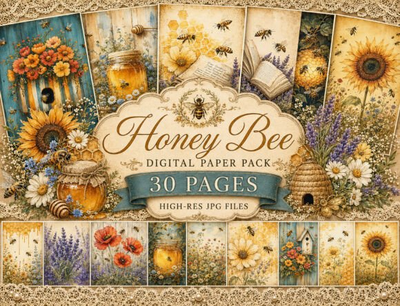Download Honey Bee Watercolor Digital Paper - Watercolor digital paper Collection